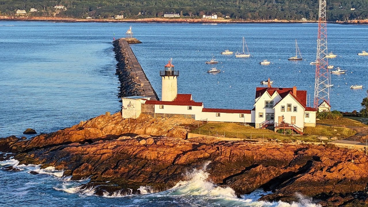 1 Minute of Calm at Eastern Point Lighthouse by Drone (4K)