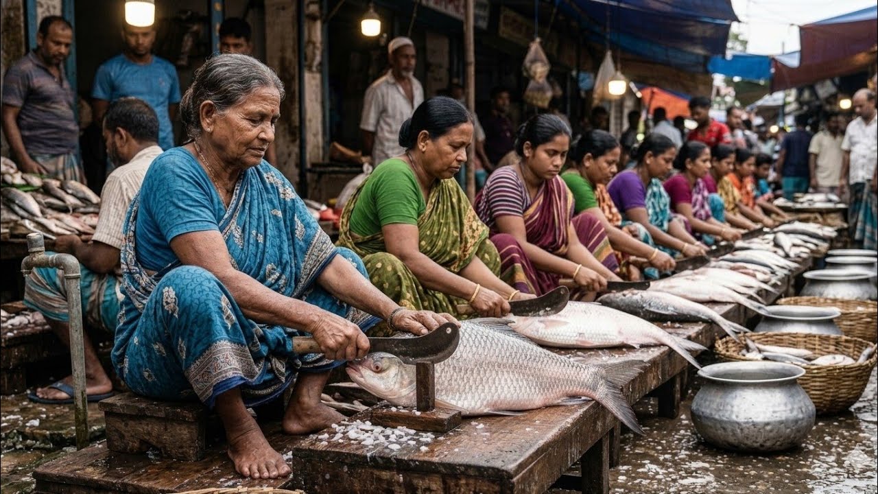 Traditional Fish Cutting in Local Market | Different Types of Fish Processing