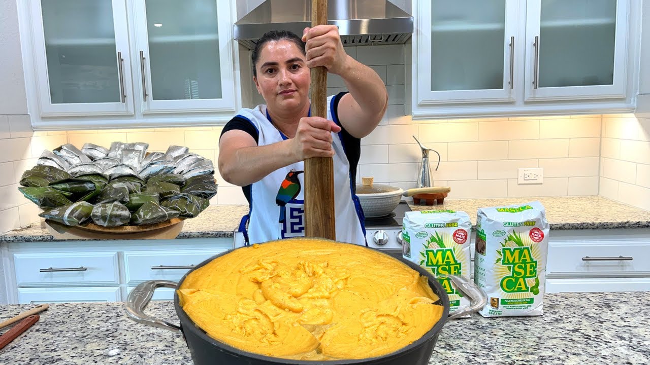 Como hacer masa para tamales salvadoreños de pollo - en 🇺🇸🇺🇸USA🇺🇸🇺🇸