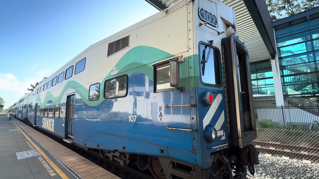 (Northbound) Sounder Train SDRX 107 (Not In Service) backs up at the Lakewood Station. (RARE)