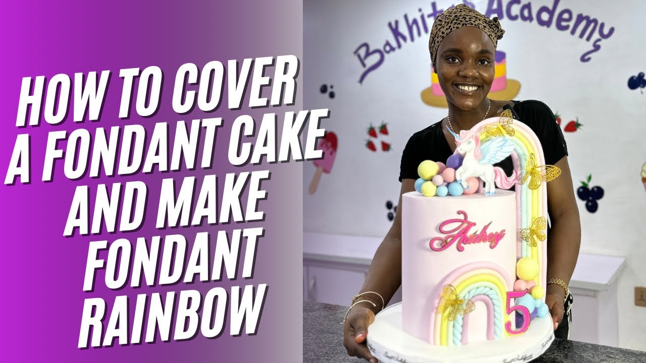 HOW TO COVER A FONDANT CAKE WITH PANELLING METHOD AND MAKE FONDANT RAINBOW. #fondantcake
