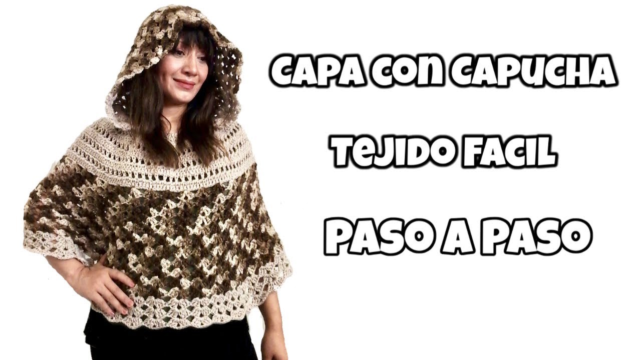 CAPA CON CAPUCHA TEJIDA A CROCHET  / paso a paso Para Principiantes