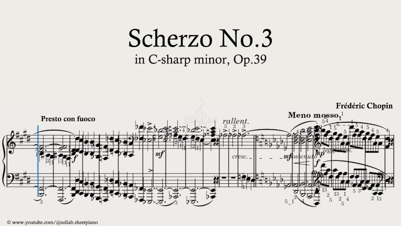Frédéric Chopin – Scherzo No.3 in C-sharp minor, Op.39   | Piano Sheet Music + Tutorial