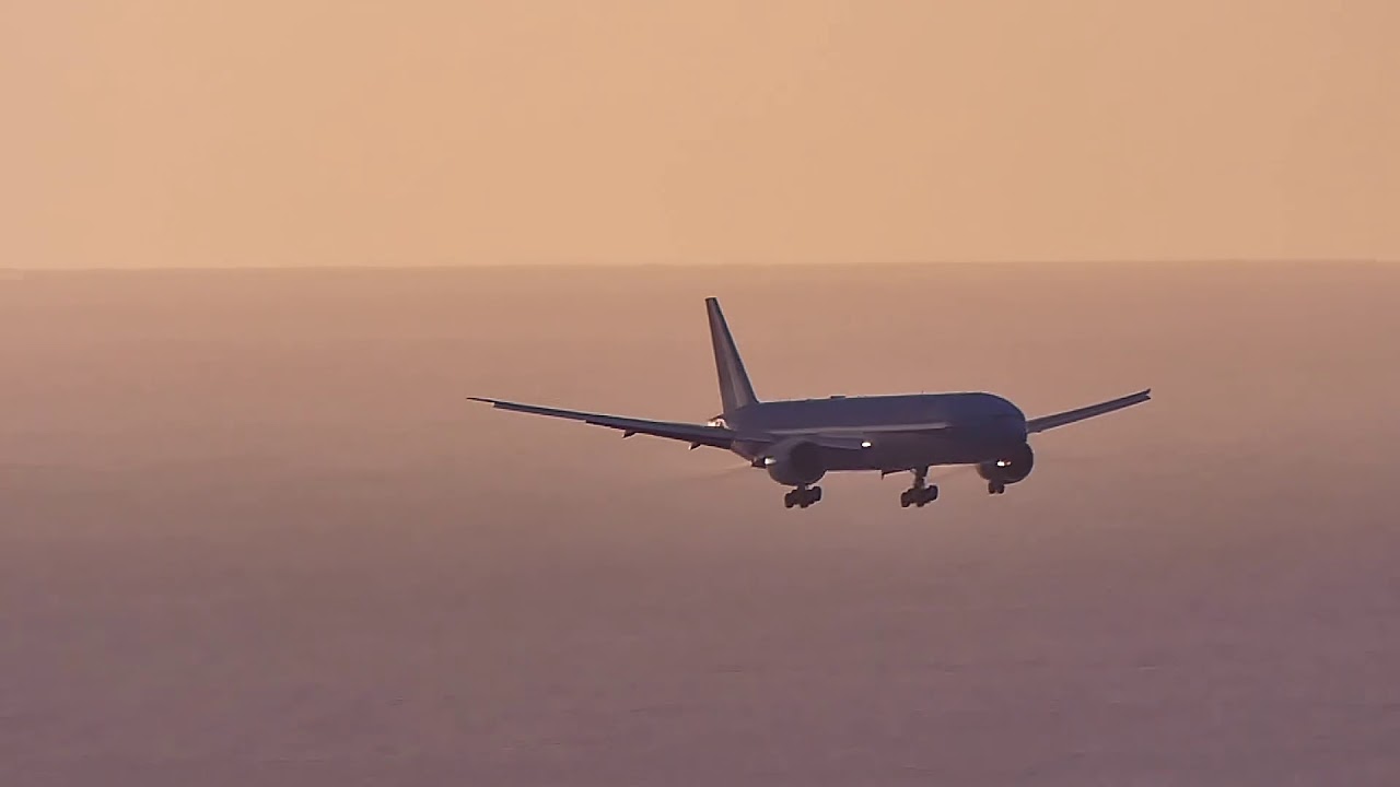 KLM sunset landing in Reunion Island