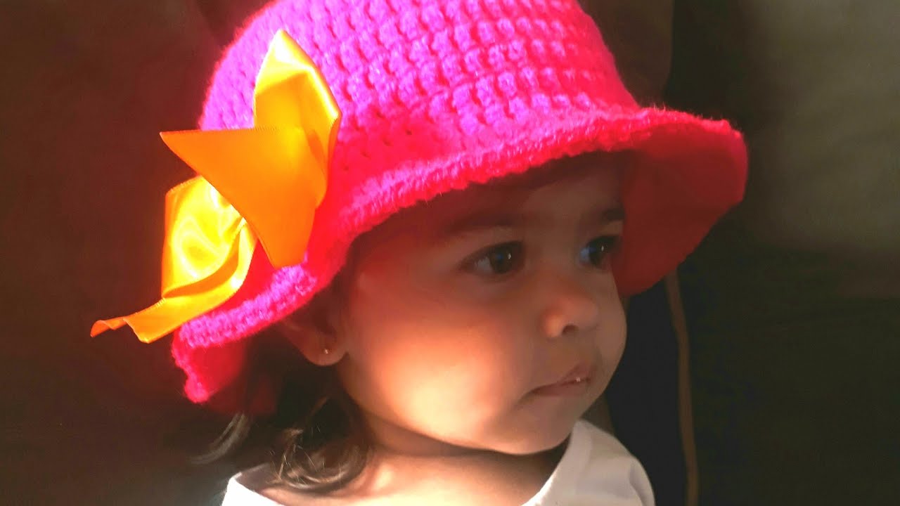 PARTE 1/Chapéu Bucket para bebê (1 ano e meio a 2 anos)/TUTORIAL de Crochê
