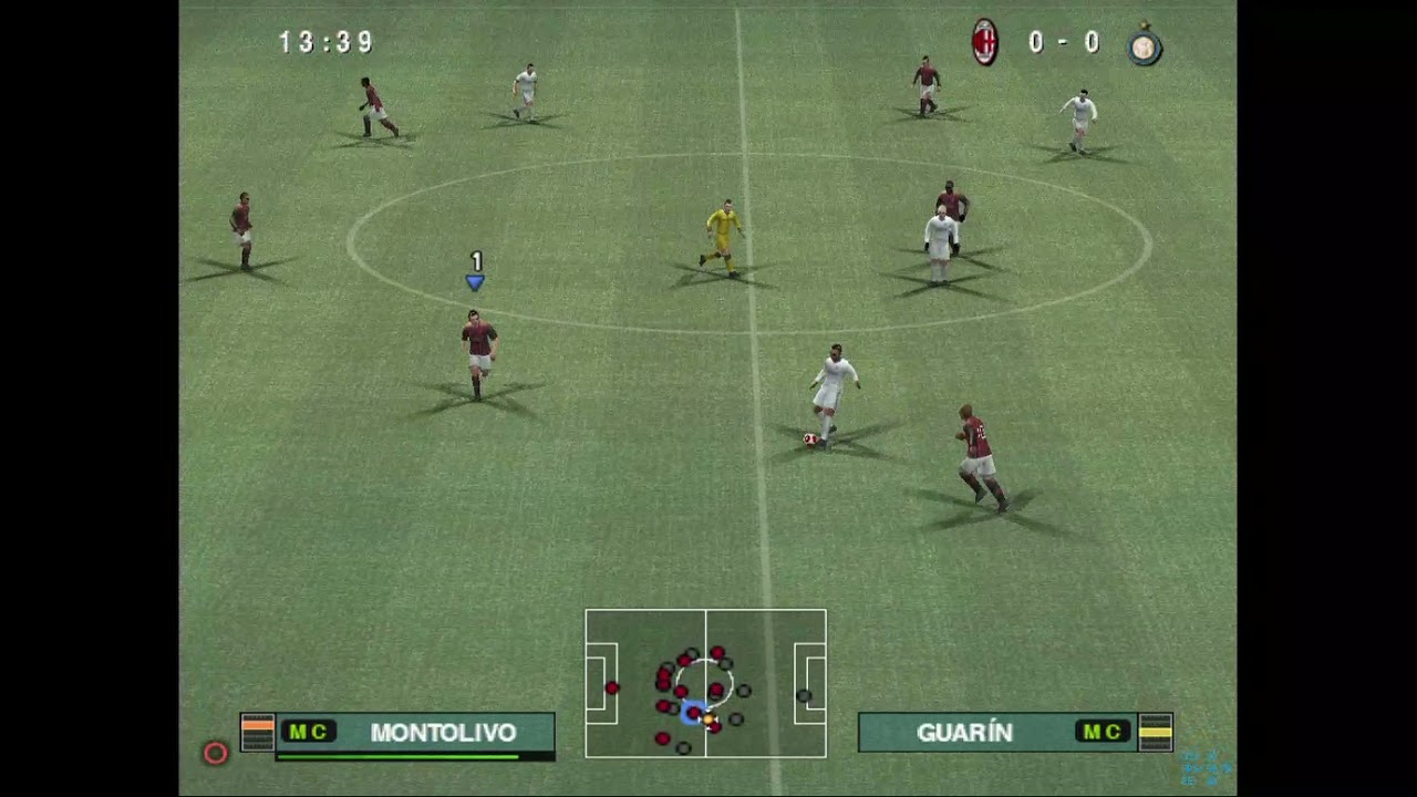 Milán AC-Inter de Milán en Pes 2014 de PS2 con el emulador PCSX2 (Dificultad estrella).