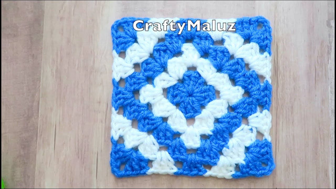 CROCHET TUTORIAL COMO HACER UN CUADRO TEJIDO EN DOS COLORES | granny square crochet