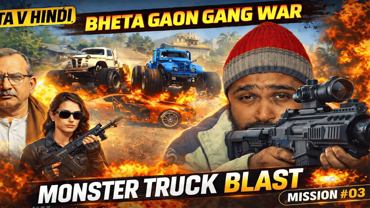 GTA 5 Hindi Gameplay | Monster Truck Chori 🔥 Bheta Gang Ka Khatma | Mission #03