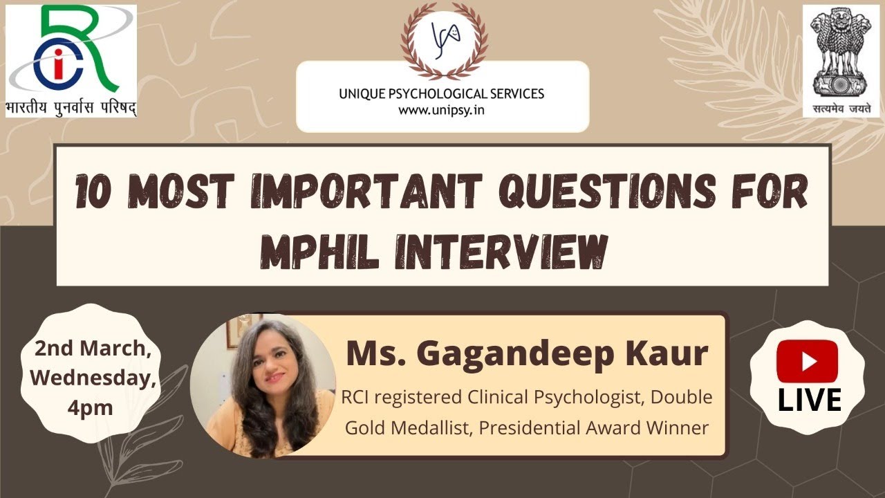 10 most important questions for M. Phil Interview
