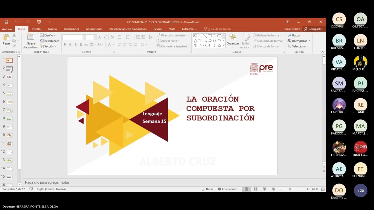 Lenguaje - Semana 15 - Pre San Marcos Ciclo 2025-I (Nuevo Ciclo)