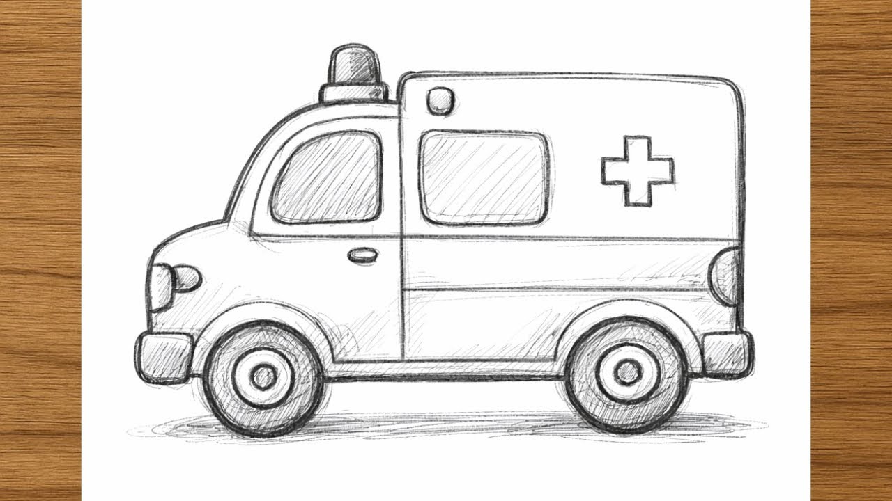 Ambulance side view sketch tutorial 