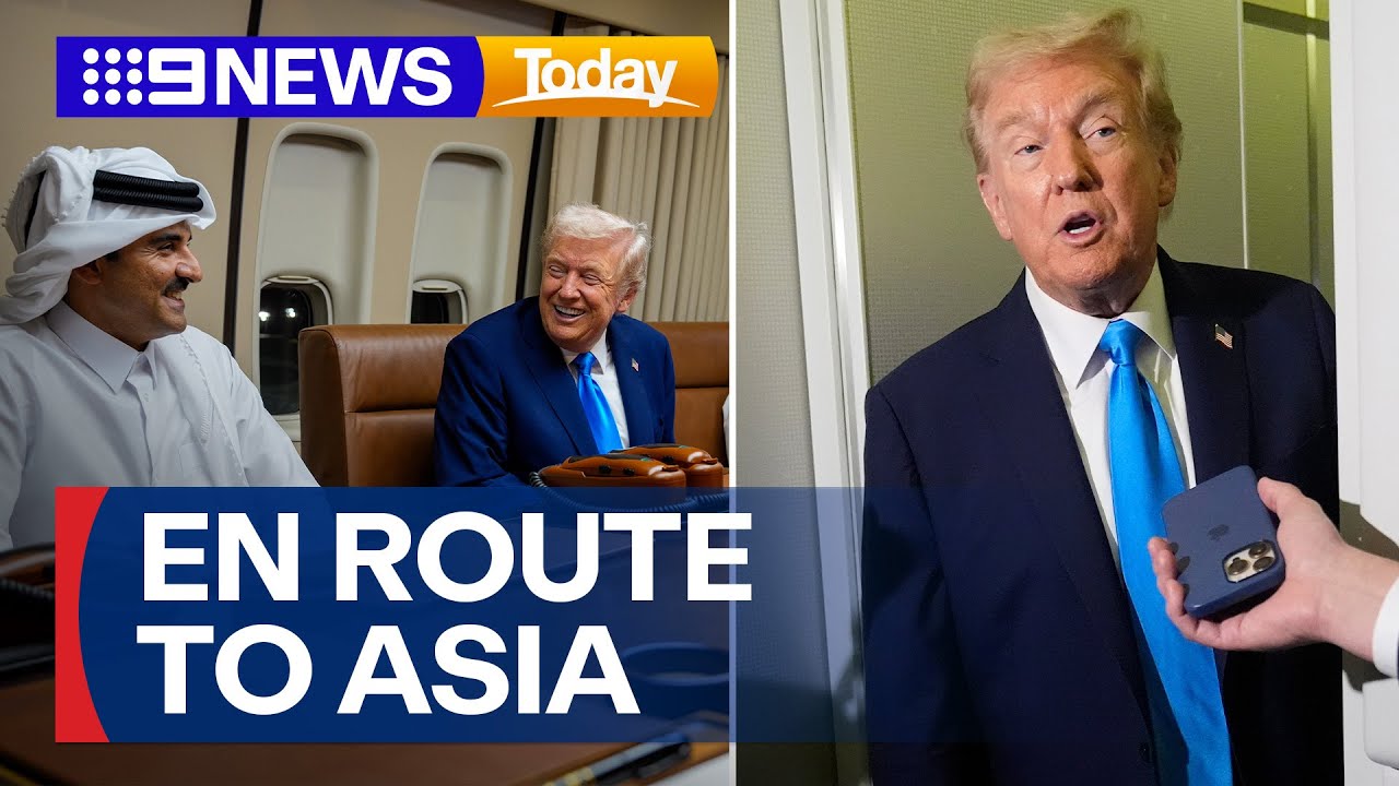 U.S. President Trump en route to Asia for crucial trade talks | 9 News Australia