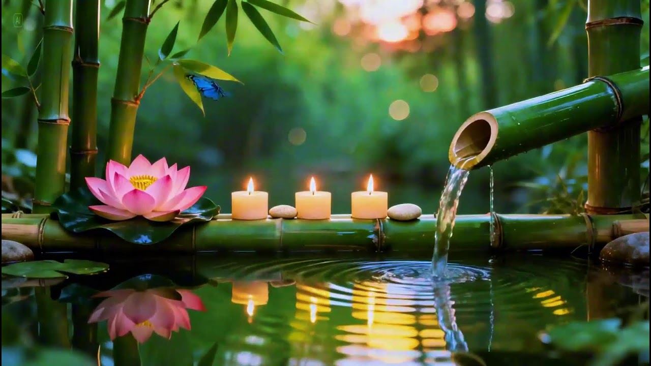 Relaxing Sleep Music 🌿Bamboo Water Fountain & Nature Sounds, Soothing Spa Piano Music, Stress Relief