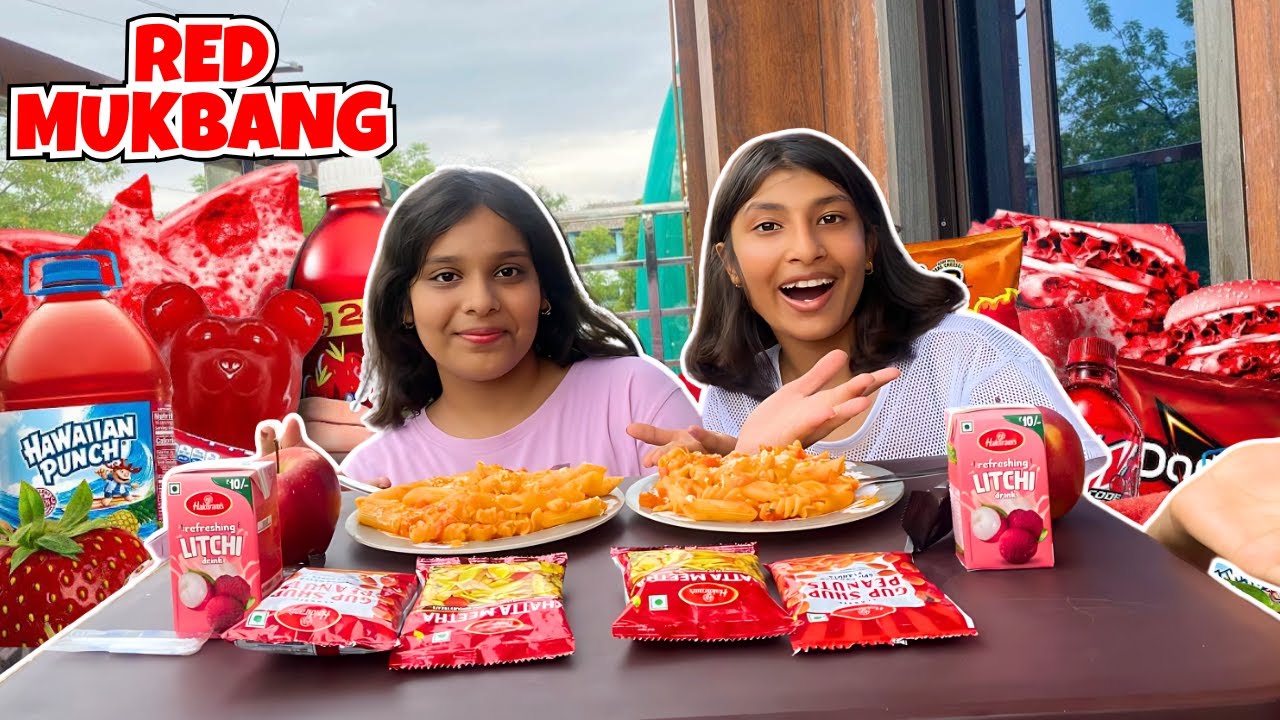 *RED FOOD* Mukbang Challenge