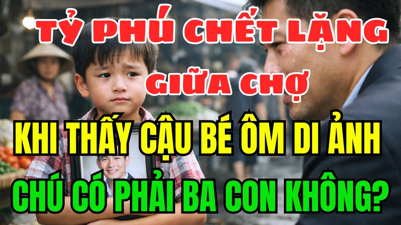 Tỷ Phú Chết Lặng Khi Thấy Cậu Bé Ôm Di Ảnh Của Mình Giữa Chợ – Sự Thật 5 Năm Sau Khiến Anh Bật Khóc!