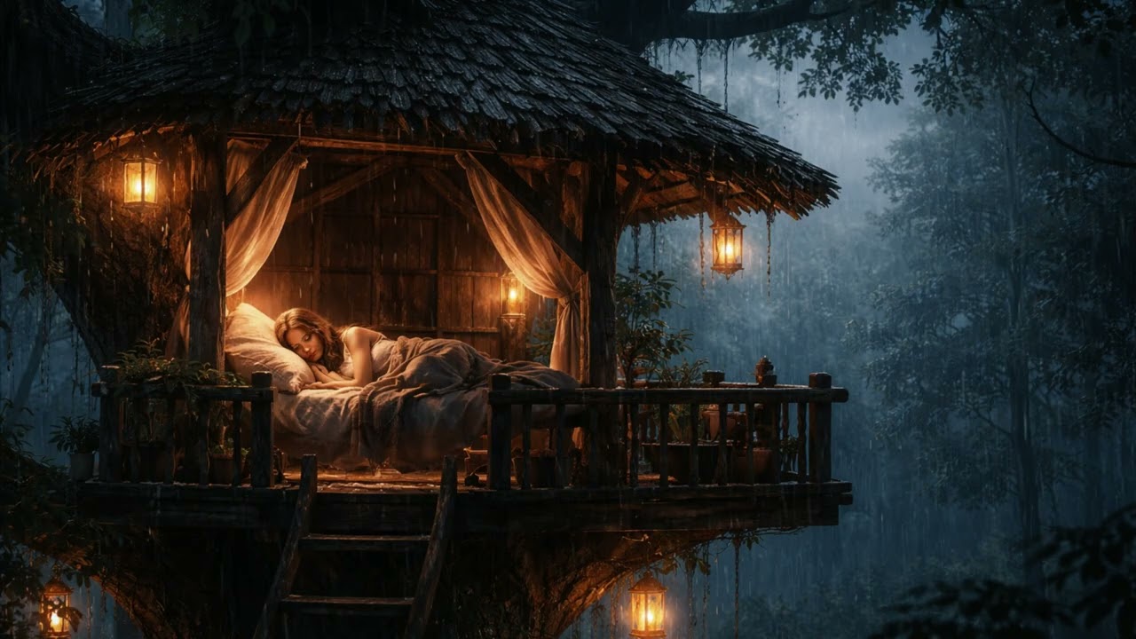 Rain Sounds For Sleeping ASMR - 99% Instantly Fall Asleep With White Noise Heavy Rain & Thunderstorm