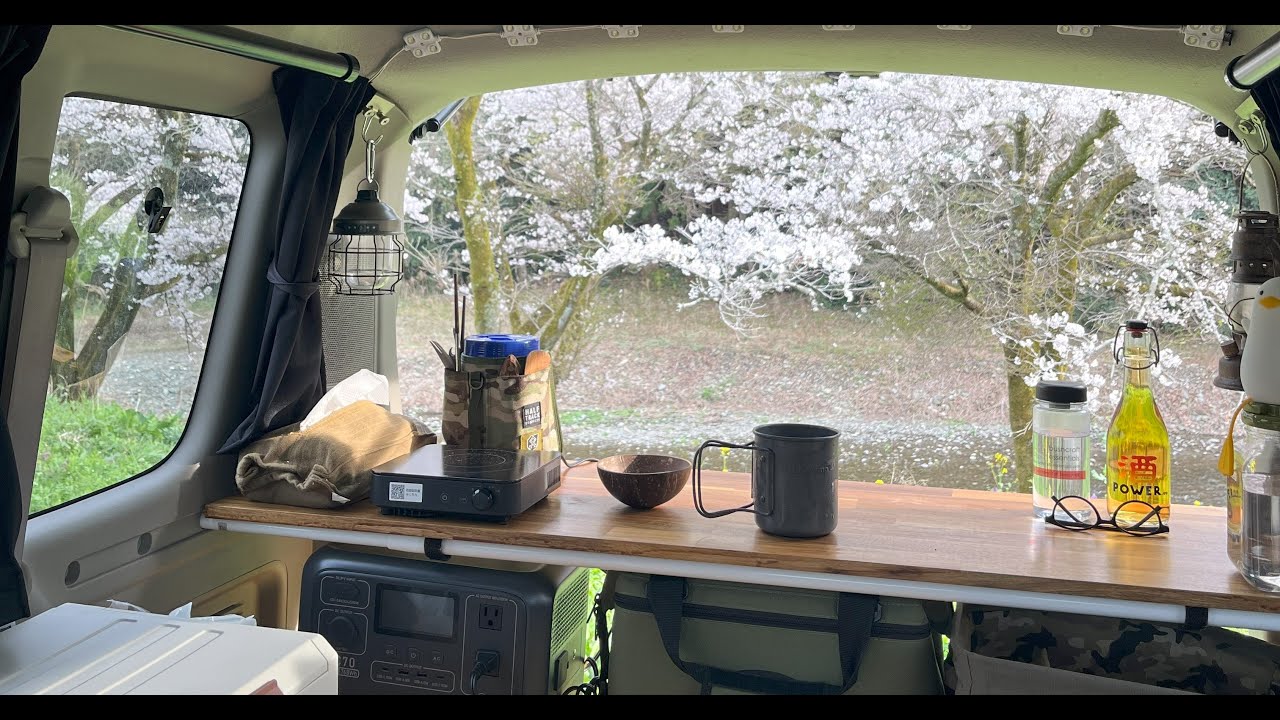 【車中泊】穴場でお花見車中泊　エブリィで行く久しぶりの外遊び