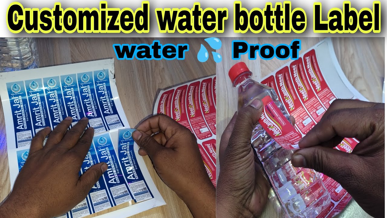 Water proof label | customized water bottle label | vinyl NTR gumming paper #waterbottling #label 