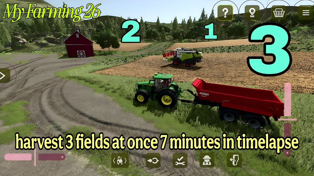 My Farming Simulator 2026 fast to Harvest 3 fields fs26 mobile