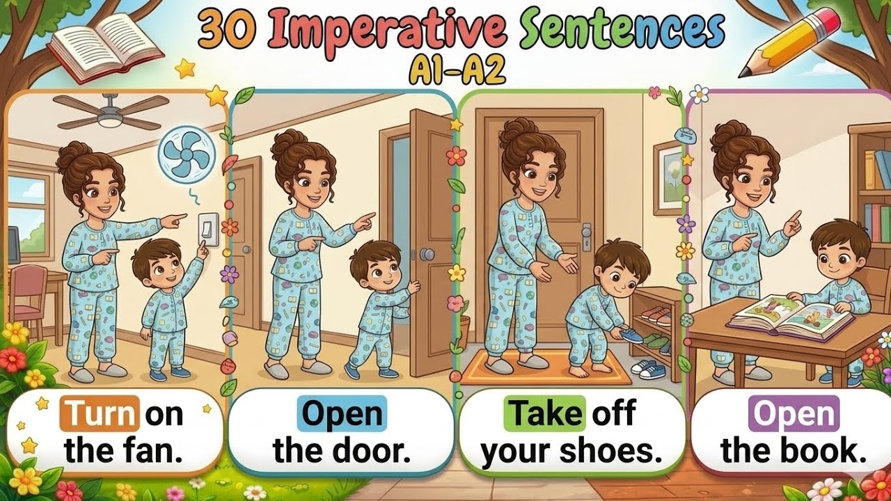 30 Imperative Sentences For Beginners | Daily English Speaking Practice | A1-A2 Level ✅