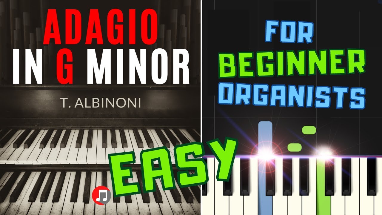 Adagio in G Minor ALBINONI I Easy Church Organ Tutorial for Beginner Organists Sheet Music Nuty SLOW