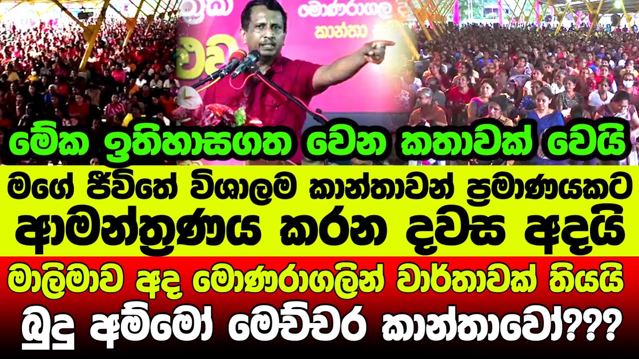 🔴මාලිමාව අද මොණරාගලින් වාර්තාවක් තියයි-මගේ ජීවිතේ විශාලම කාන්තාවක් ප්‍රමාණයකට ආමන්ත්‍රණයකරන දවස අදයි