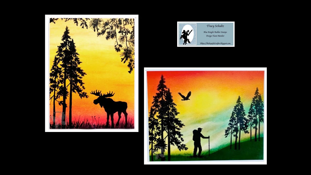 Pan Pastels and Pine Tree Trio - Blue Knight Rubber Stamps Design Team