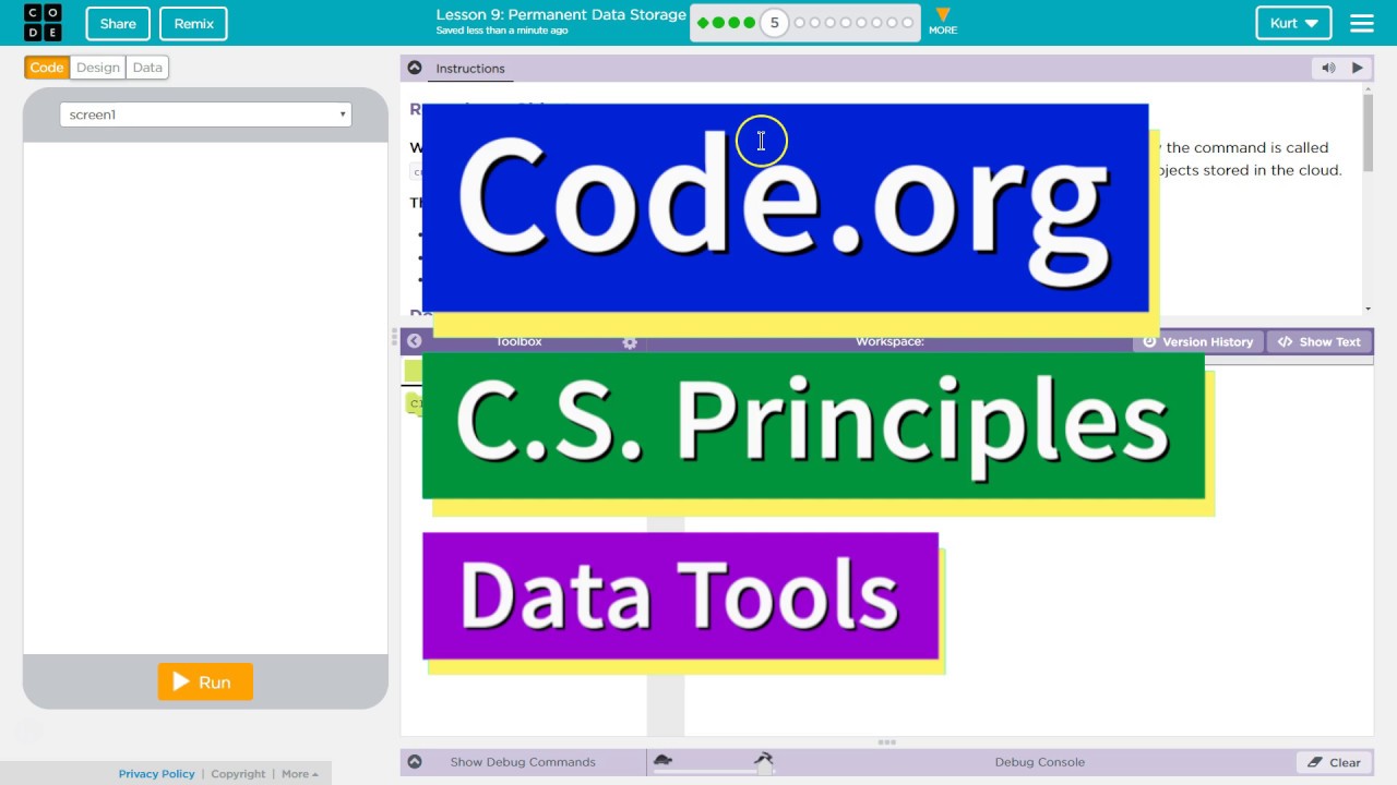 Permanent Data Storage Lesson 9.5 Tutorial with Answers Code.org CS Principles