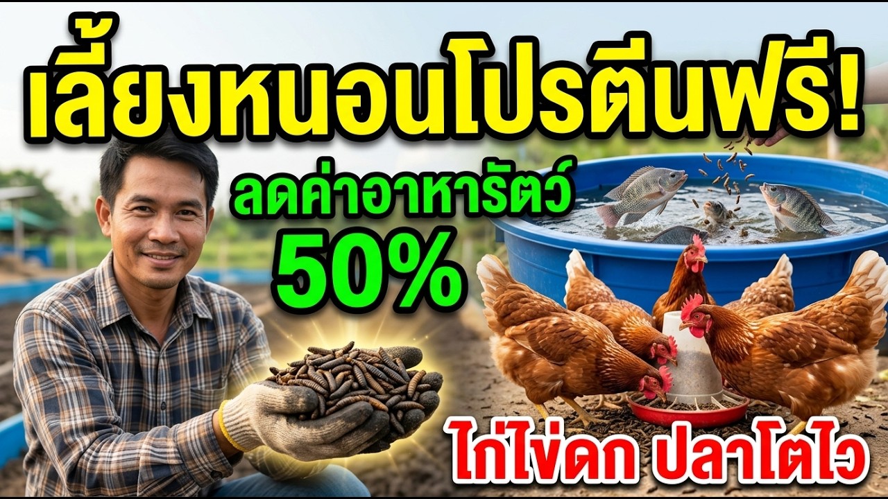 สูตรลับลดค่าอาหารสัตว์ 50%! เลี้ยง หนอนแมลงวันลาย BSF โปรตีนฟรี ไก่ไข่ดก ปลาโตไว