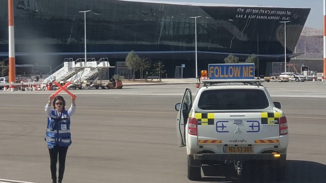 LANDING IN EILAT NEW AIRPORT.  ILAN & ASAF RAMON AIRPORT