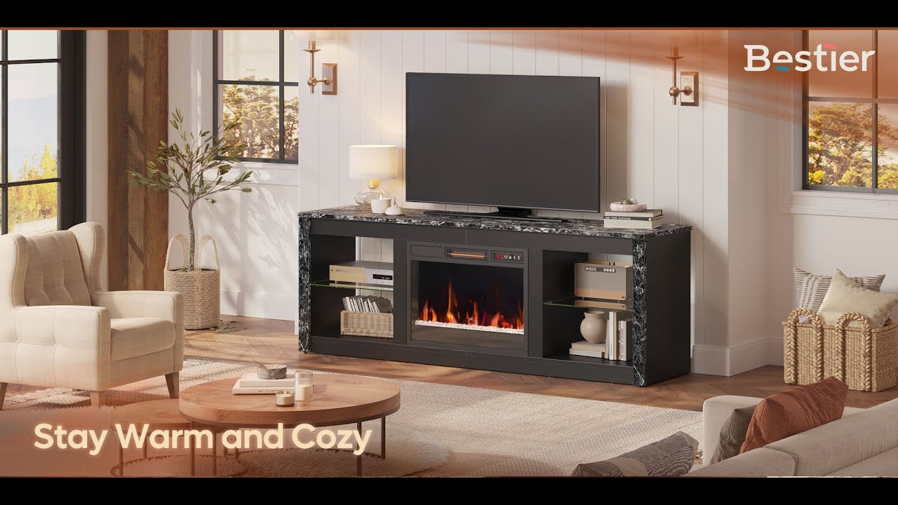 Electric Fireplace TV Stand with 7 Color LED Light for TVs up to 70