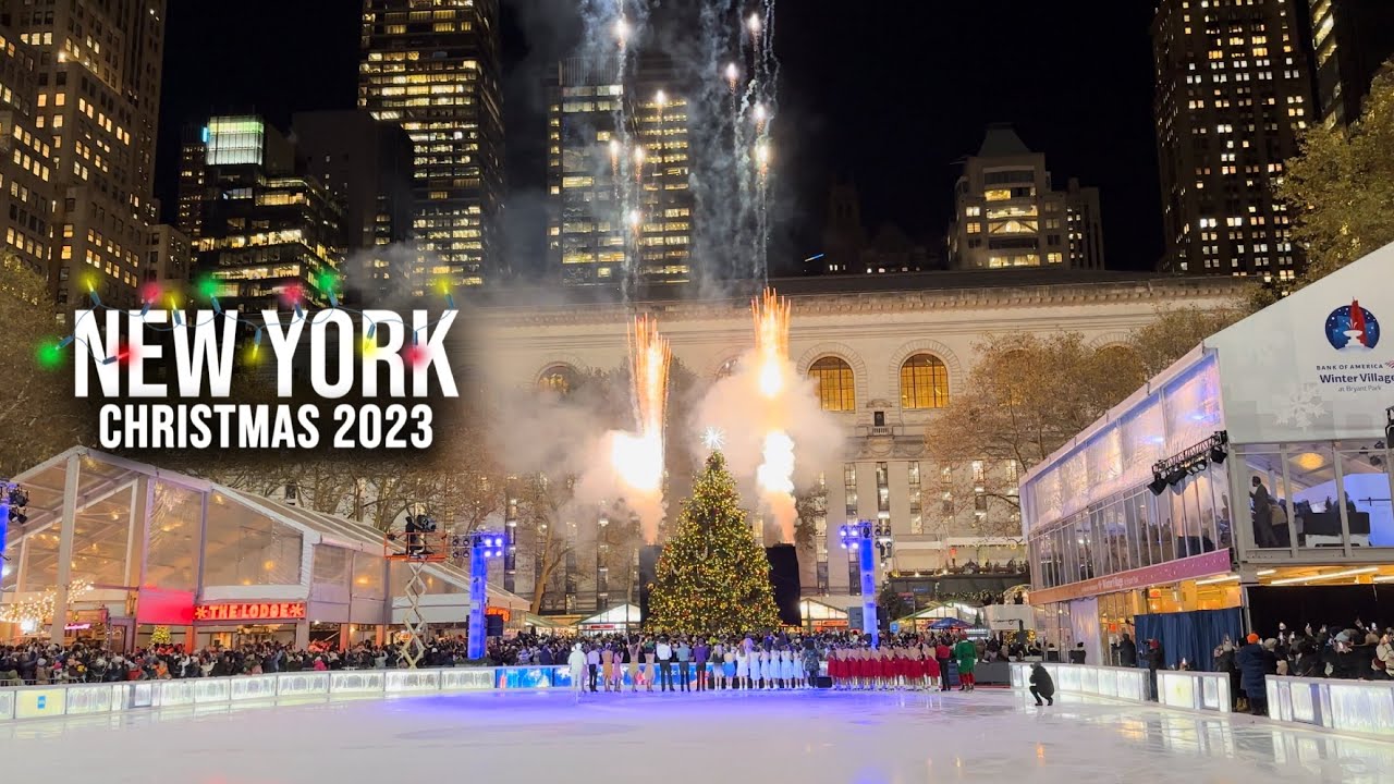 NYC Christmas 2023 4K NYC Christmas Tree Lighting ✨ Bryant Park Christmas Tree Lighting 2023