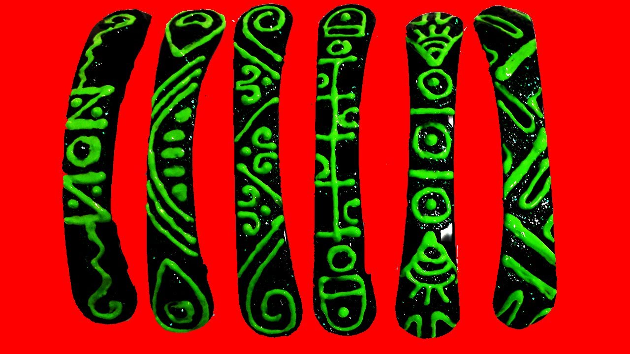 Green back clips || Painted back hair clips || Back hair pins || Hand painted back hair clip