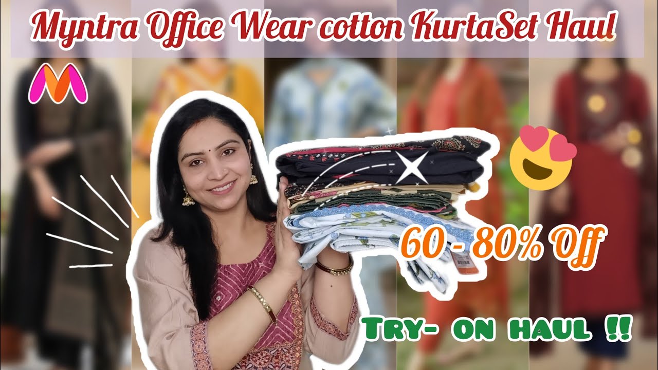 Myntra Affordable Office Wear Cotton Kurta Set Haul 🥰 Kurta,Bottom And Duppata With Reshu Malik ✨🥰