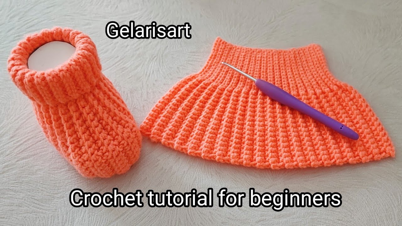 آموزش بافت پاپوش نوزاد (جوراب) 😍👌Learning how to crochet baby socks