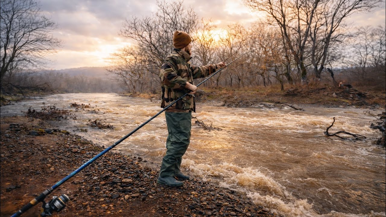 Solo River Camping – Fishing, Camp Setup & Fire