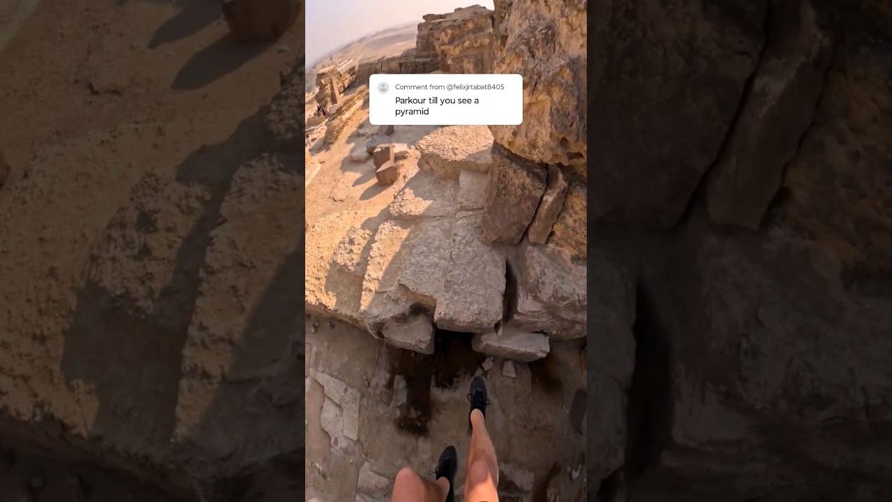 Parkour until you see a pyramid