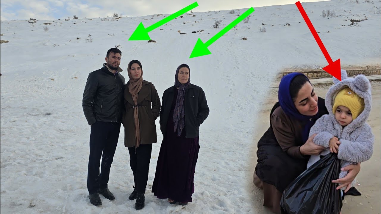 An exciting snowy day, Mohammad and Fatima's family trip to the mountain hut😶‍🌫️🥰