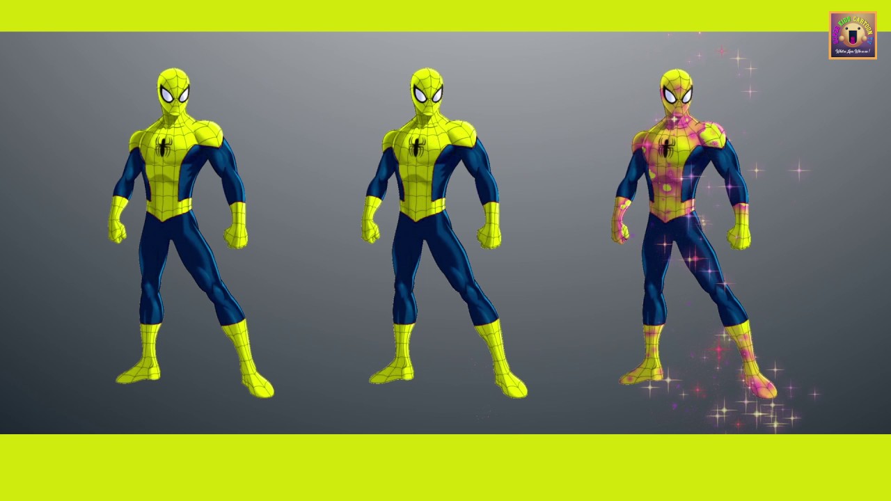 learn colors for Children with Spiderman standing - Colors for kids to learn with spiderman
