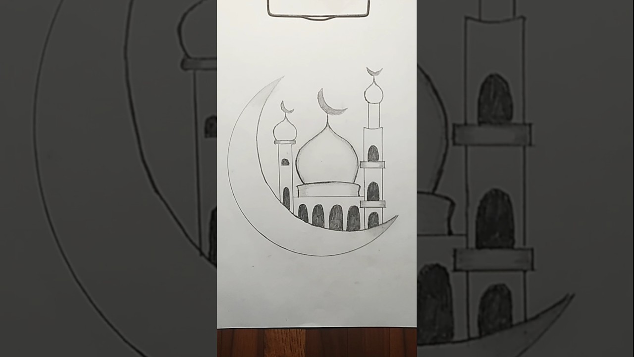 Easy mosque drawing|Islamic masjid drawing #shorts #yt shorts