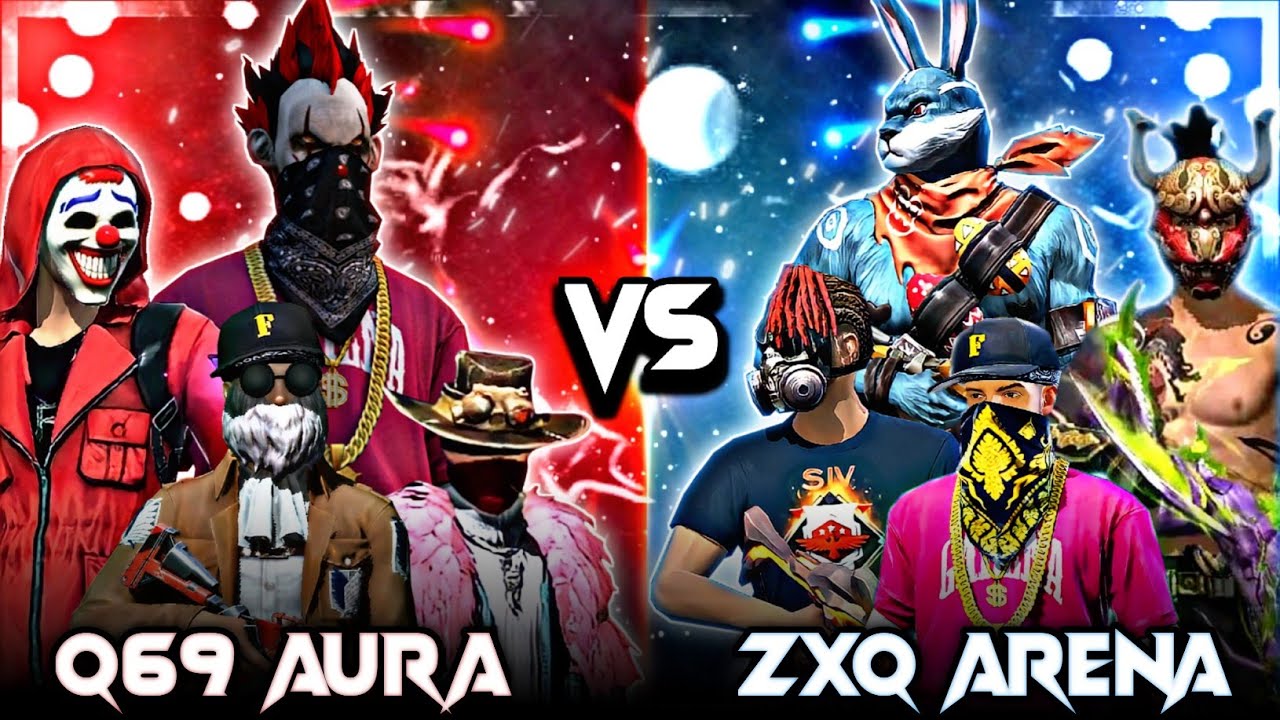 Q69 AURA VS ZXQ ARENA || 4VS4 CUSTOM CHALLENGE ☠️ GUILD WAR VIDEO 🥳 | NOOB VS PRO 🤡 GARENA FREE FIRE