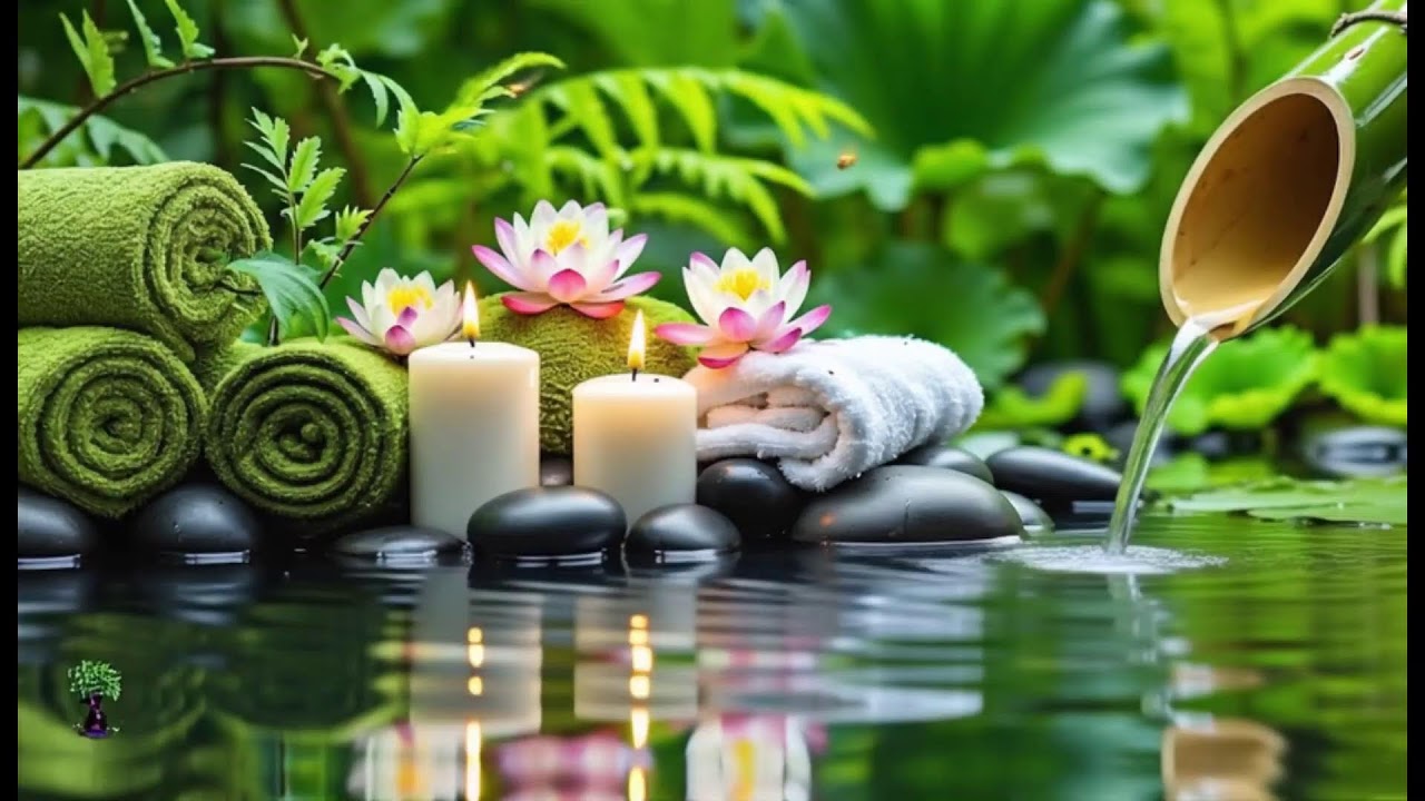 Relaxing Sleep Music with Bamboo Water Sound🌿Relieve Stress, Anxiety and Depression, Meditation, Spa
