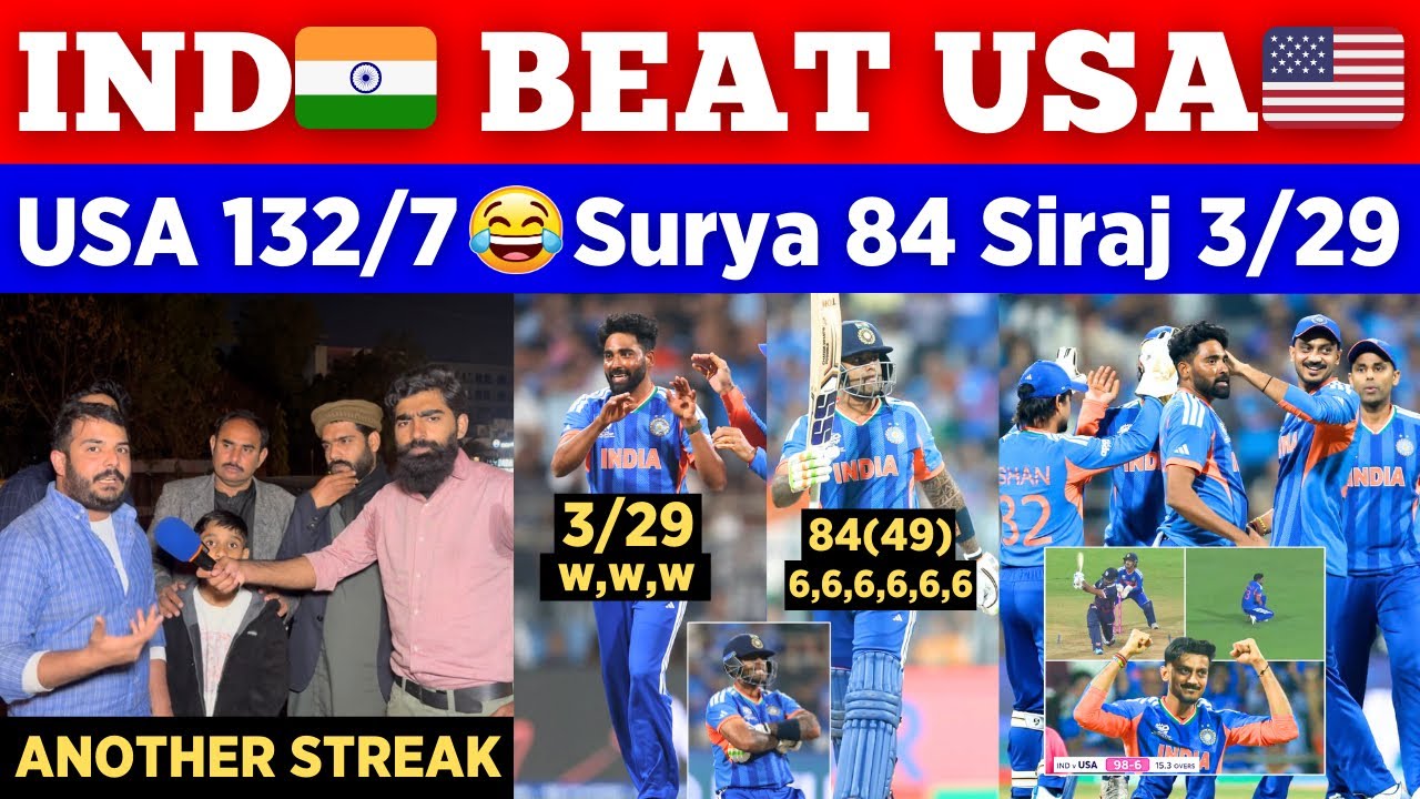 IND 🇮🇳 Beat USA 🇺🇸 By 29 Runs In T20 World Cup 2026 || Sky 84 Siraj 4 Wkt || Pak Public Reactions 
