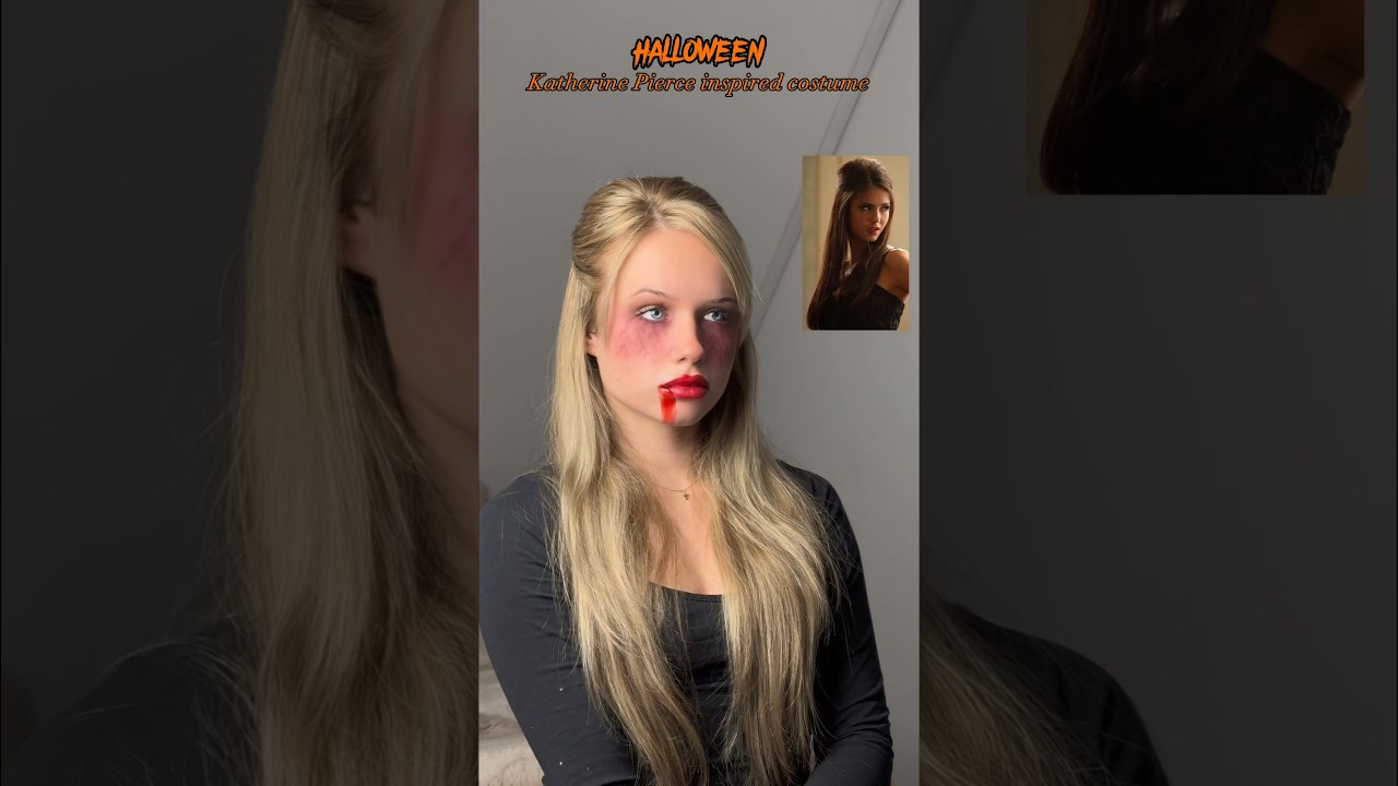 Katherine Pierce inspired Halloween costume🩸 #hairstyle #halloweencostume #hair  #thevampirediaries