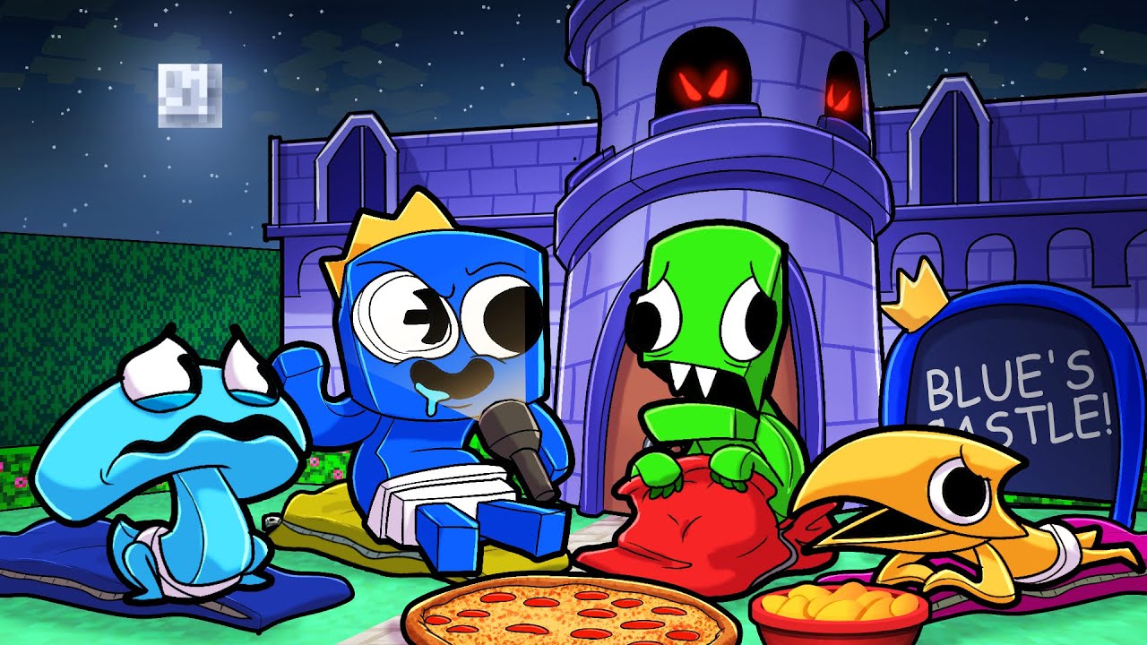 3 AM SLEEPOVER at RAINBOW FRIENDS CHAPTER 2! (Minecraft)