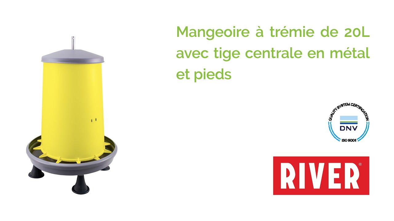 Mangeoire à trémie de 20L avec tige centrale en métal et pieds