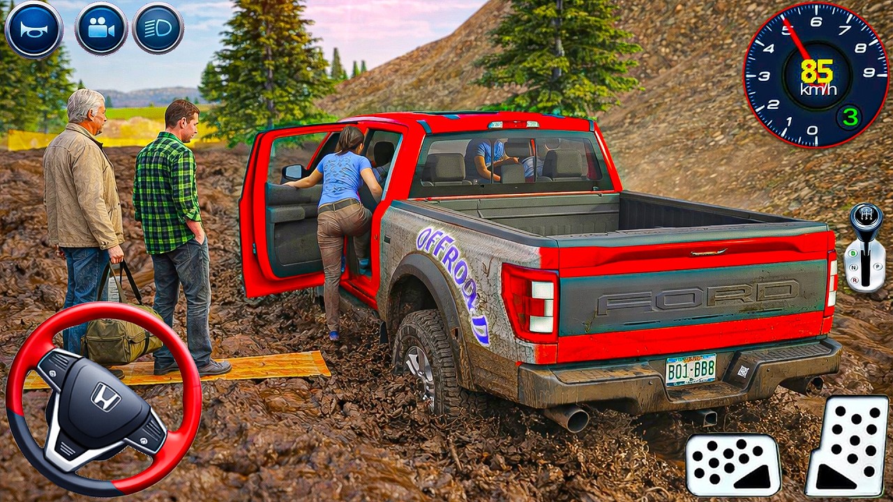 4x4 Jeep Driving Offroad Games: Ford pick passengers & drive to city destination - android gameplay