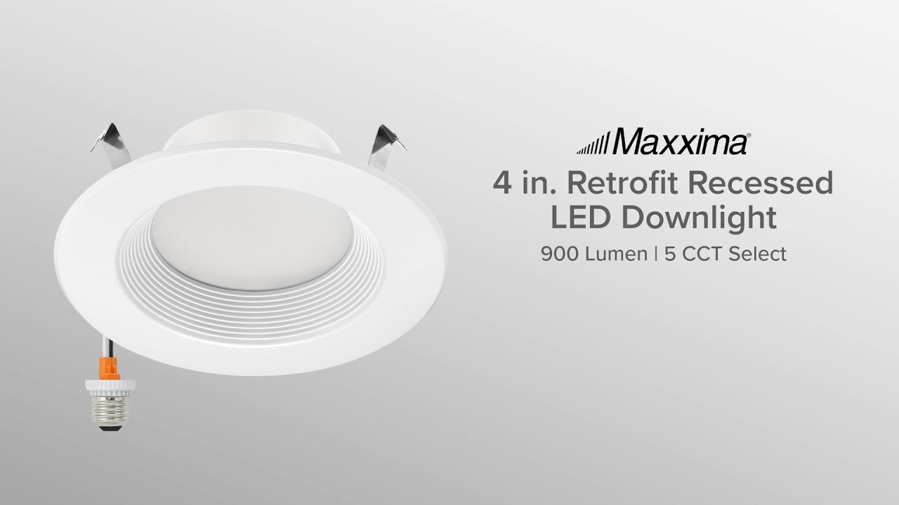 Maxxima 4 in. Retrofit Recessed LED Downlight, 900 Lumens, 5 CCT Color Selectable 2700K-5000K