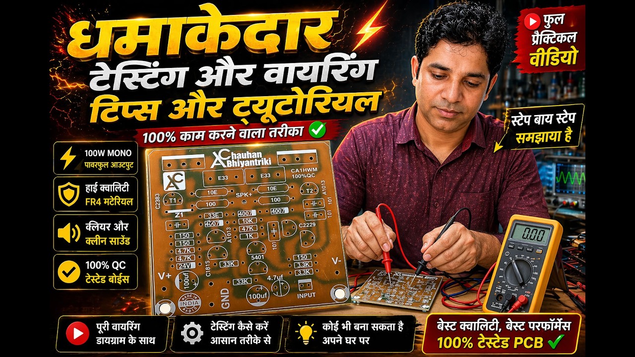 100 Watt PCB watch Full testing Video Hi-Fi Amplifier  #amplifierpcb #buynow #chauhanabhiyantriki