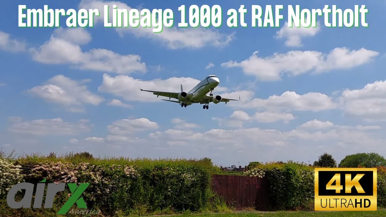 Air X Embraer Lineage 1000 landing at RAF Northolt